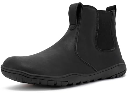 FEFELUIS Chelsea Barefoot Boot for Men- Wide Toe Box Zero Drop Slip On Minimalist Hi-Top Shoes Black Size 14
