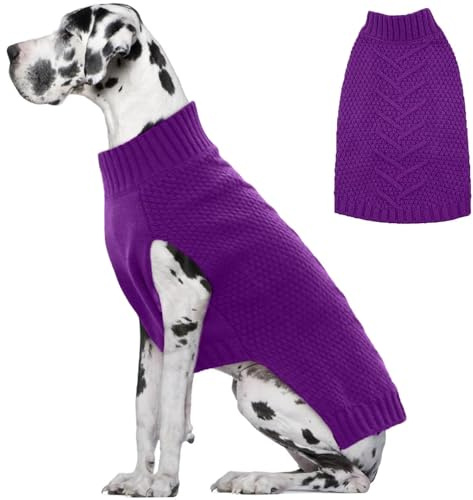 IECOii Maglione per cani di taglia XXXXL, cappotto invernale per cani di taglia grande, caldo cappotto invernale per cani di taglia grande, abbigliamento lavorato a maglia, Doberman, Great Dane, viola