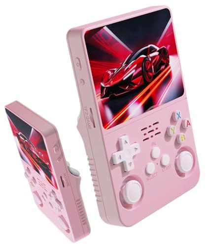 R36s Retro Consola Portátil, Más De 40.000 Juegos Clásicos, Consola Retro IPS De 3,5 Pulgadas, Regalos Navideños para Niños Y Palos Portátiles para Hombres Y Mujeres Adultos-Pink||128G