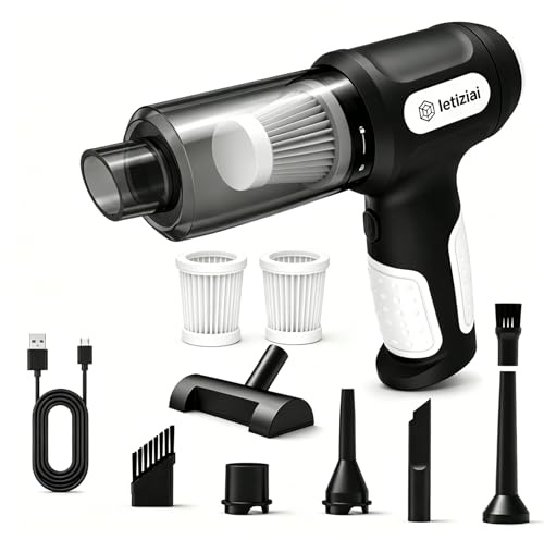Handheld Vacuum Cleaner, 4 in 1 Car Vacuum Cleaner Cordless Portable | 9000Pa Cordless Vacuum Cleaner for Car Home Pet Hair, Strong Cyclonic Suction, Lightweight Rechargeable,<80dB