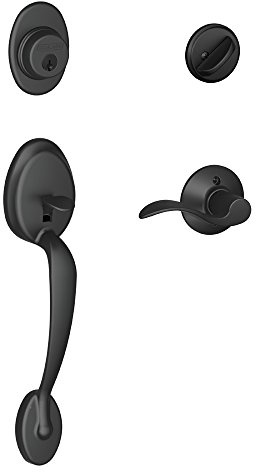 SCHLAGE Plymouth Single Cylinder Handleset and Right Hand Accent Lever, Matte Black (F60 PLY 622 Acc RH)