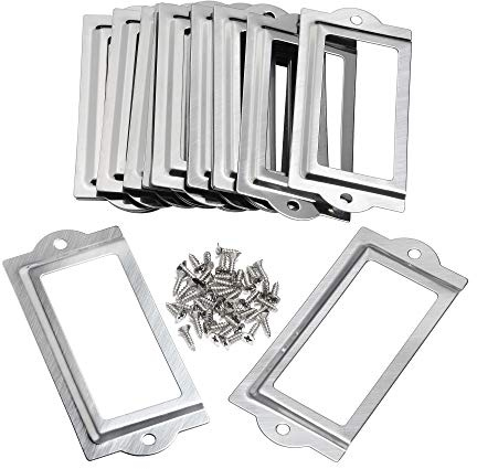 Bluecell 20 st 80 x 35 mm silverfärg metall kontorsarkivskåp hyllor låda namn kort etikett hållare ramar med skruvar