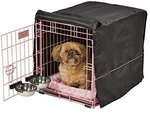 MidWest Homes for Pets - Kit de inicio iCrate Pink Fashion (rosa), pack de jaula de 61 cm para perros pequeños, incluye jaula, cama para mascotas, 2 cuencos y cubierta de privacidad