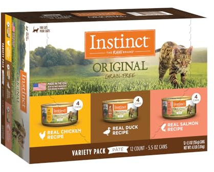 Instinct Original Pate Wet Cat Food, Grain Free Recipe - Variety Pack, 5.5 Ounce (Pack of 12)