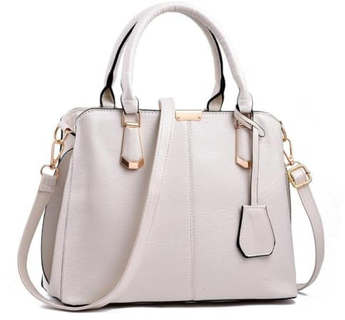 Pahajim Borsa a Mano Donna Elegante PU Pelle Borsa Tracolla Rigida Borse Donna a Spalla per Lavoro, Shopping e Viaggi(Bianca)