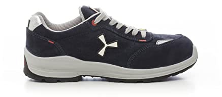 PAYPER Get Fresh Lady Low Scarpe Antinfortunistica Donna per Lavoro di Sicurezza S1 in Crosta Bovina Traspiranti Resistenti abrasione Inserti Riflettenti Blu Navy (42)