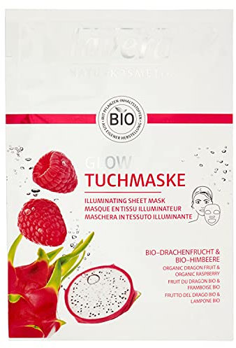 lavera Glow Tuchmaske Bio-Drachenfrucht & Bio-Himbeere ∙ natürlich schöner Teint ∙ feuchtigkeit ✔ Naturkosmetik ✔ vegan ✔ Bio Inhaltsstoffe ✔ Natürlich & Innovativ ✔ Gesichtspflege Maske, 1 Stück