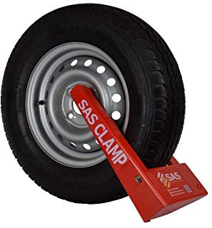 SAS PRODUCTS Original HD1 Wheel Clamp for Steel Wheels in Plastic Case for Trailers & Caravans Steel Wheels