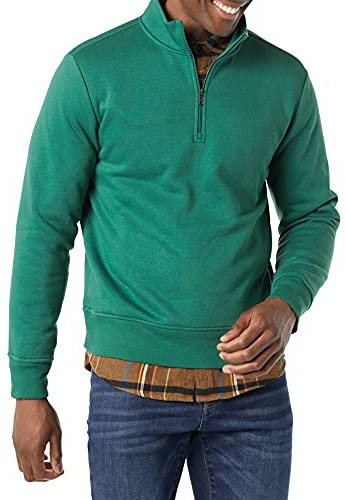 Amazon Essentials Men's Long-Sleeve Quarter-Zip Pullover Fleece Sweatshirt, Midweight, Green, Large
