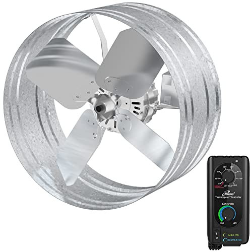 iLiving NEW Upgraded 14 Wall Mounted Variable Speed Gable Exhaust Fan with Thermostat and Speed Controller for Greenhouse, Attics, Workshop, 2339 CFM, Coverage 3400 SqFt