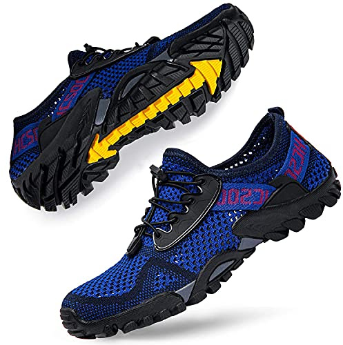 DimaiGlobal Zapatillas de Trekking para Hombres Verano Sandalias Deportivas Pescador Playa Zapatos Casuales Transpirable Zapatilla de Senderismo 41EU Azul