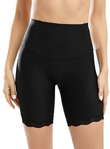 Niwicee Bragas de Mujer de Seguridad Pantalones Cortos de Seda de Hielo Cintura Alta Bragas sin Costuras para Mujeres Panties Antideslizante Pantalones Moldeadores Debajo de los Vestidos(Negro,L)