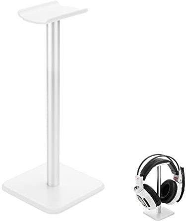 Eabdice Soporte Auriculares Dual, Soporte Auriculares Juego, Gaming Headset Stand, Apto para Auriculares, Cascos de Ordenador (Blanco Plata)
