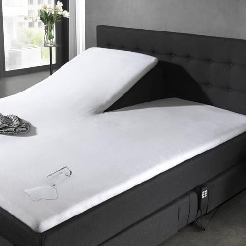NYVI Inkontinenz Spannbettlaken SafeDream Comfort 180x200 cm Molton Schonbezug für Splittopper - Bettlaken Wasserdicht, bis 95°C waschbar Kochfest, zuverlässiger Nässeschutz Inkontinenzunterlage
