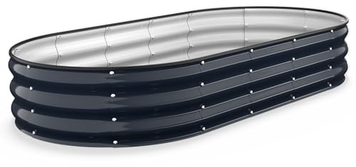 Kesfitt Raised Garden Bed, 6x3x1 FT Galvanized Steel Metal Raised Garden Bed, Oval Open-Bottom Design, 12-Inch Deep for Outdoor Vegetable & Herb Gardening, Midnight Blue