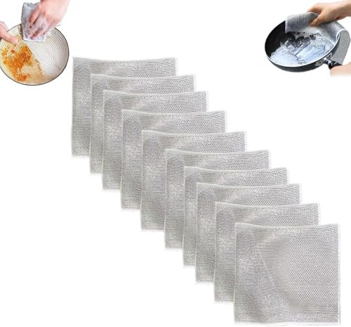 5/10/15 paños para platos, paño de alambre que no raya, paño de fregado eléctrico, paños de cocina reutilizables para lavar platos, trapos de alambre multiusos para lavar platos húmedos y secos