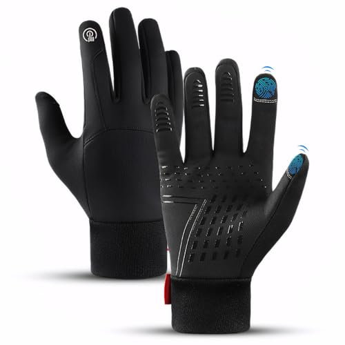LILELIG Fahrradhandschuhe Herren Winter Thermo Handschuhe Herren Wasserabweisende Touchscreenhandschuhe Anti-Rutsch Winddicht Handschuhe zum Autofahren Radfahren Skifahren Arbeiten Outdoor