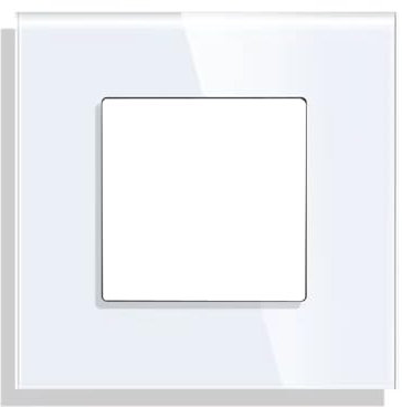 1er Glas Rahmen für Steckdose Schalter, Schuko Einzelsteckdose Wandsteckdose Steckdose 86x86mm EU-Standard | weiß - Rahmen 1er