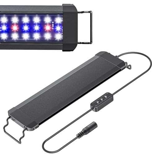 Pawfly 11 W Aquarium LED Light for 30 to 45 cm Fish Tanks Extendable Fish Tank Light with Full Spectrum Brilliant White Blue Red Lights with Daytime & Night Modes and Adjustable Brightness