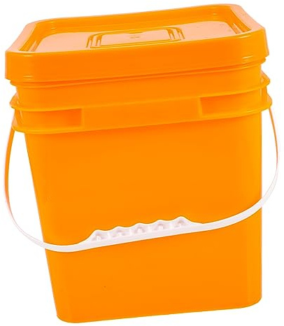 Veemoon 10l Household Bucket Sealed Lid Multipurpose Storage Container for Washing Powder and Dried Food Orange Refillable Laundry and Kitchen Storage