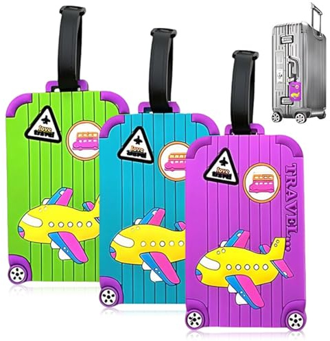 Etiquetas de Maleta, 3 Piezas Etiquetas de Equipaje, Baggage Etiquetas Coloridos Etiqueta, Maleta Viaje para Identificar el Equipaje, Etiquetas de Identificación de Equipaje
