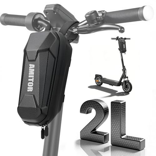 Amitor Bolsa para scooter E 2L resistente al agua para Xiaomi Segway Ninebot, bolsa de manillar de Eva E Scooter ligera organizador para viajeros con compartimento para cargador, cerradura y llave