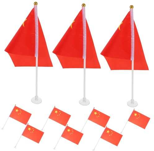 NUOBESTY 15 pièces Set de Hampe de Drapeau Plastique Blanc avec Ventouse Fixation Stable pour Fenêtre de Voiture Accessoires de Drapeaux pour Véhicule et Résistant