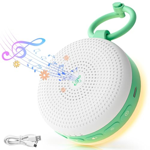 White Noise Machine with Night Light – 30 Soothing Sounds, Timer & Memory Function, Portable Sleep Machine for Baby, Kids & Adults, Rechargeable Long-Lasting Battery for Travel, Home & Stroller