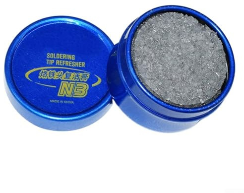 Pasta limpiadora de puntas de soldador, 28 x 17 mm, crema fundente de limpieza de metales azul para eliminación de óxido y rejuvenecimiento de puntas, restaura el rendimiento de estaño para reparación
