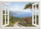 ARTLAND Wanddeko Leinwand Bilder Wandbild 130x90 cm Fensterblick Fenster Küste Meer Bucht Landschaft Natur Malerei Kunst T4EF