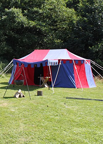 Battle-Merchant - Ritterzelt - Burgund, 3 x 5 m, 425 GMS, rot/blau - Reenactment Mittelalter Zelt