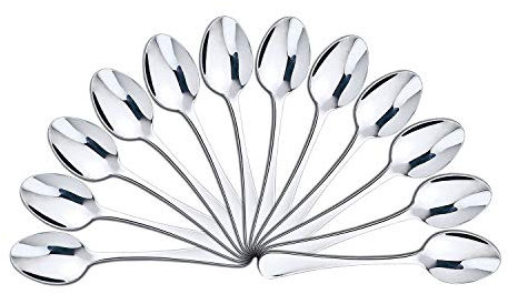 Mr. Spoon Minimal Collection Set di Posate da Portata in Acciaio Inossidabile - 12 cucchiai da Dessert in Acciaio Inossidabile 15x3,2cm