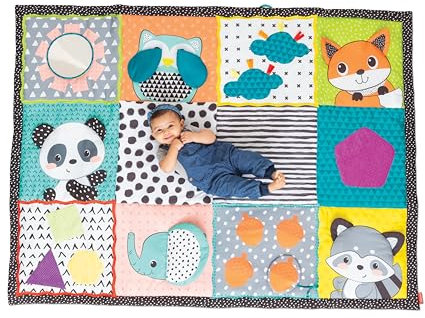 Infantino - Fold & Go Giant Discovery Mat - Tragbar - Stimulation der Sinne - Förderung der motorischen und kognitiven Entwicklung - Große Sensorische Spielmatte - Leicht zu verstauen - Für Babys