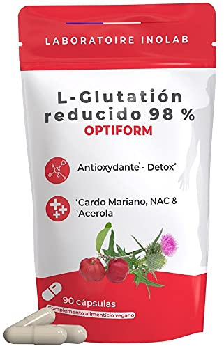 INOLAB GLUTATION gastro-resistente 400mg + Cardo Mariano, NAC, Acerola orgánica 90 cápsulas Absorción óptima