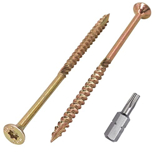 SKIR'CO (80 pezzi) universale in acciaio zincato 4,0 x 80 mm viti per legno gialle, testa svasata, testa torx, tipo 17, viti per truciolare