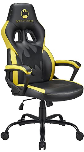 Subsonic - Chaise Gaming Batman - Fauteuil de Bureau Ergonomique avec Mousse Haute Densité, Mécanisme à Bascule et Accoudoirs Confortables - Hauteur Réglable - Noir