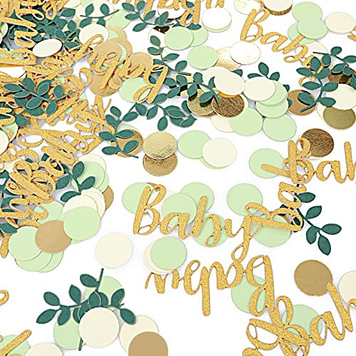 350 Pcs Confetti Tissue Sprinkle, Champagne Gold Ivory Sage Green Baby Shower Decorations, Ice Cream Theme Donut Party Confetti for Birthday Wedding Gender Reveal Table Scatter Balloon Filler