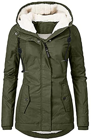 L9WEI Parka d'hiver mince pour femmes doublé - Manteau d'hiver chaud - Veste d'hiver avec capuche - Parka épaisse - Veste d'extérieur pour femmes - Veste d'hiver légère pour l'extérieur, Vert armée