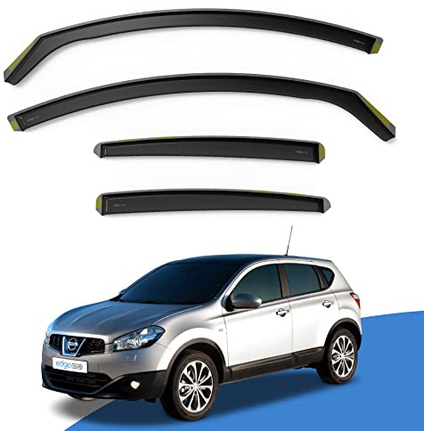 EdgeVisors Wind Deflectors for Nissan Qashqai MK1 5 Seater 5 Door SUV (2007-2013) 4pc Set | In-Channel Rain Guards & Accessories