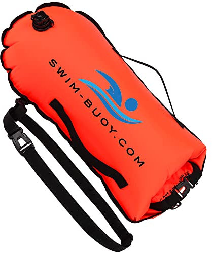 Swim-Buoy.com Swim Buoy - Bleiben Sie sicher im Freiwasser mit Dieser orangefarbenen Badeboje: Eine orangefarbene 28-Liter-Schwimmboje aus PVC für Freiwasserschwimmer & Triathleten.