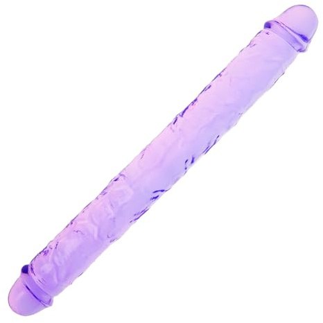 38cm Doble Dildo Cristal Gelatina Realista Anal Largo Consolador Pene Suave y Flexible con Venas y Glándulas Juguetes Sexuales Adultos Para Mujeres/Hombres/Lesbianas Púrpura