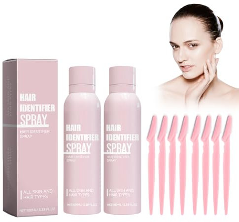 Tkekruh 2 Stück Haar-Identifikationsspray für die Gesichtsreinigung 100 ml, Hair Identifier Spray für Gesichtshaving, Dermaplaning Tool für Gesicht, sanft und hautfreundlich, ohne Reizungen