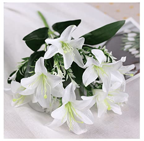 Künstliche Blumen zur Dekoration, künstlicher Lilienstrauß, künstliche Blumen, Hochzeitsstrauß, künstliche Blumen für Zuhause, Party, Garten, Geschäft, Hotel, Büro, Dekoration, künstliche Blumen,