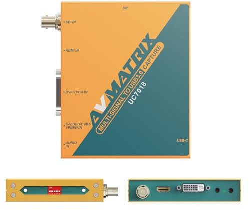 AVMATRIX UC7018 USB 3.0 Video-Capture-Karte – Multi-Input für SDI HDMI VGA CVBS S-Video, automatische Erkennung 1080p60, Plug & Play kompatibel mit OBS Studio Zoom Teams vMix, Windows macOS Linux