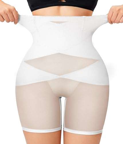 Bingrong High Waisted Shapewear for Women Tummy Control Knickers Body Shaper Butt Lifter Waist Trainer Lower Belly Seamless Shaping Underwear (White, S)