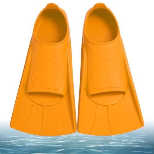 Simfenor för barn, korta fenor för barn, ilikon snorkelfenor, korta dykfenor flickor, vattenträning, snorkling, dykning för nybörjare (färgglad – blå, XS (30–32))