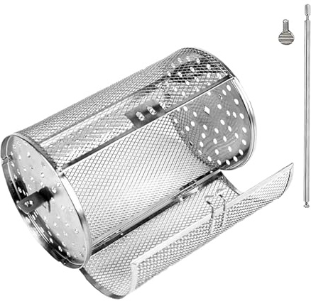 Panier de barbecue enroulable - Cage en acier inoxydable, rôtissoire à frites, porte-poissons, panier rond pour grains de café, accessoires de cuisine pour barbecue, aide au barbecue en plein air