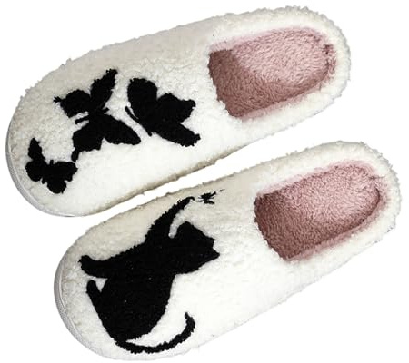 NaLatia Pantofole Gatto da Donna Comode in cotton Slippers Soffici Pantofole Antiscivolo Invernali da Uomo Ciabatte da Nuvola per Camera da Letto Accoglienti Ciabatte Calde in Peluche