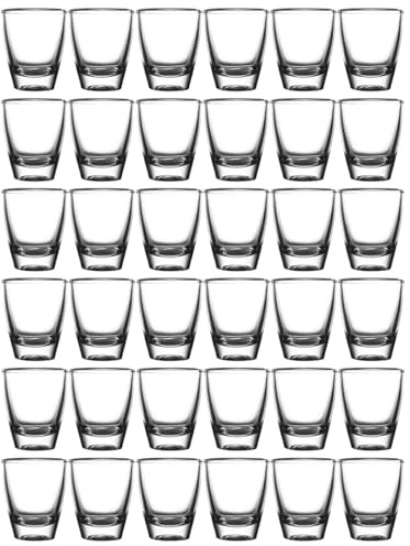 Zbozzba äggformade snapsglas, uppsättning med 36 kristallklara shotglas, 35 ml, tjocka glasmuggar, små likörglas, transparenta shot-glas, för familj barer, semester, catherings