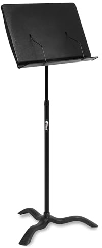 Tiger Atril de música para orquesta: altura de bloqueo de fricción de 64 a 116 cm, escritorio de polímero de 50 cm con borde de 6 cm, superficie silenciosa y no resonante, mecanismo de inclinación